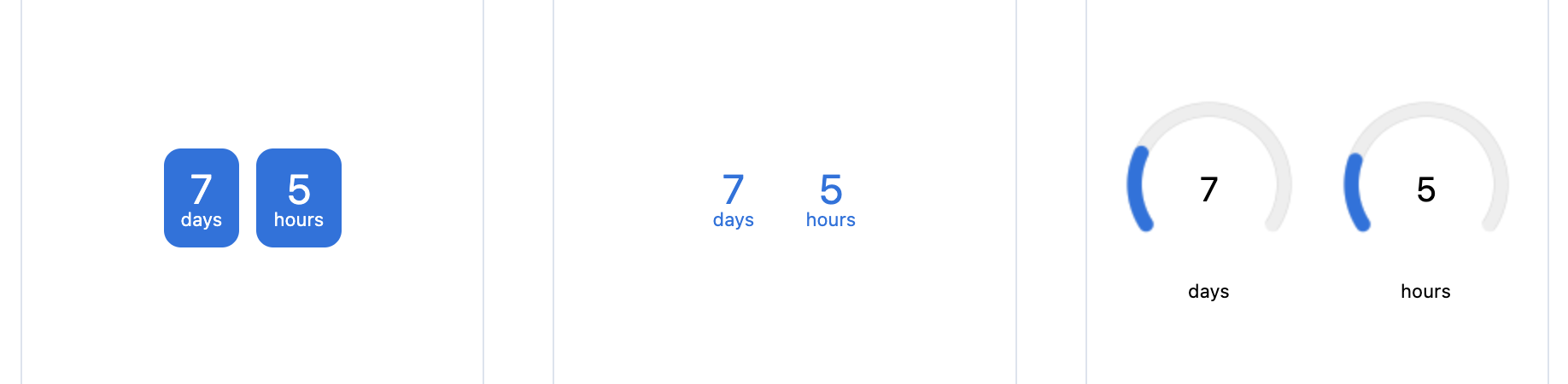 Countdown Widget example of different desgin options