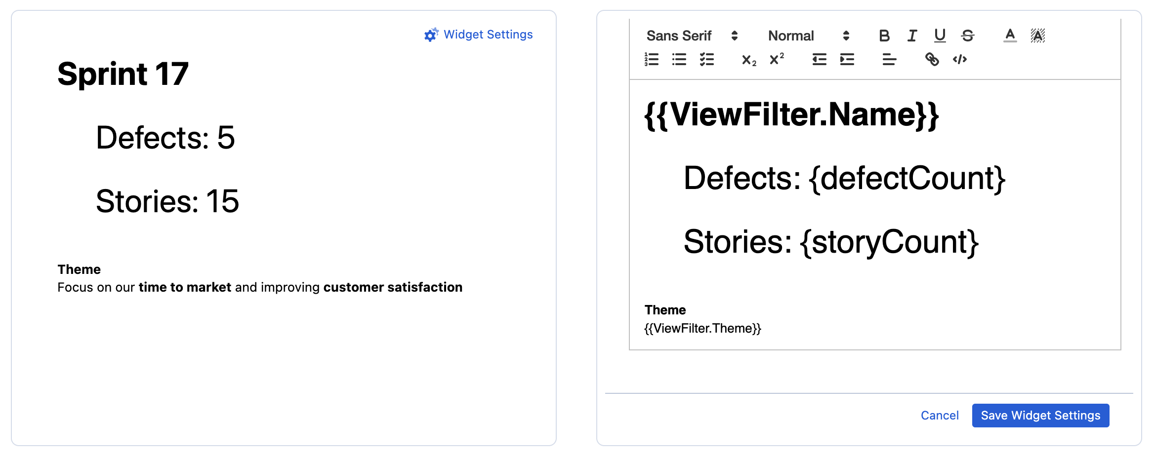 Example usage of View Filter Substitutions in Query Counter